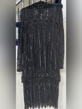 Judith Ann Creations Flapper-Style Mock Neck Completely Beaded Dress